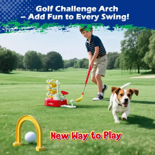 Miniatura 5 de Juego de golf para niños pequeños de EagleStone con lanzador de pedal, juguete de golf para niños de 3 a 8 años, incluye palo de golf ajustable, 15