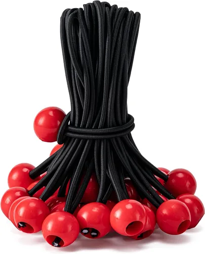 Miniatura 13 de Paquete de 30 cuerdas elásticas con bola, cuerdas elásticas resistentes de 4 pulgadas, lona de toldo con bolas elásticas para amarre de dosel