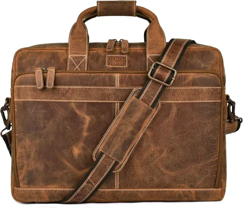 Miniatura 12 de LEATHER VILLAGE 16" Bolsa de Mensajero para Laptop de Cuero para Hombres - Bolso de Hombro de Cuero para Viaje y Oficina - Negro