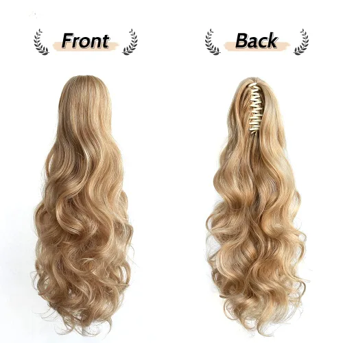 Miniatura 6 de Extensión de cola de caballo ondulada y rizada de 20 pulgadas de largo, peluca sintética de cola de caballo falsa con clip, extensiones de cabello