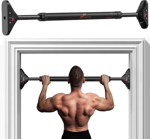 Sportneer Pull Up Bar Doorway Chin Up Bar No Screws Door Frame Chin Up Push Up Sit Up Bar Adjustable 75-94cm (29.5''-37'') Up to 200kg Capacity