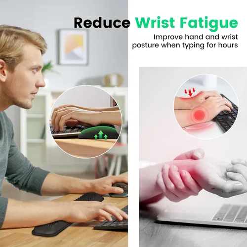 Miniatura 4 de MEKASS Reposamuñecas para teclado para teclado compacto del 60%, soporte ergonómico de espuma viscoelástica suave para muñeca con base Negro