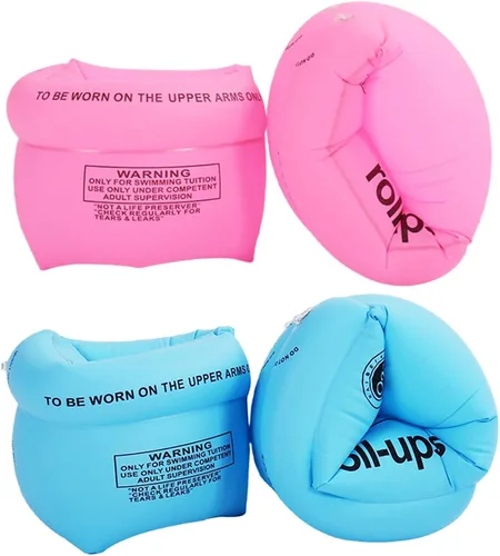 Miniatura 8 de Paquete de 2 a 4 flotadores de brazo para niños y adultos, flotadores de piscina, anillos de natación inflables, bandas de brazo de PVC, mangas Rosa