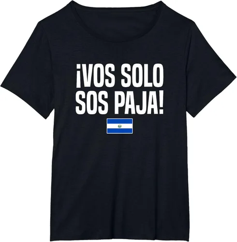 Miniatura 35 de Camiseta Vos Solo Sos Paja Salvadoran Slang Bandera de El Salvador, Negro