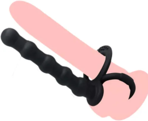 Correa en el pene Butt Plug ERUN Cuentas anales de silicona con anillo para la polla, Consolador de doble penetración Masajeador Anal Juguetes