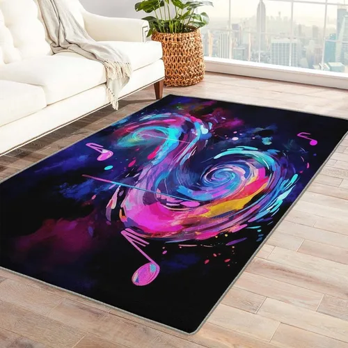 Miniatura 8 de Alfombras lavables para entrada, sala de estar, dormitorio, alfombra de guitarra y decoración del hogar, alfombra de área musical de 2 x 3 pulgadas