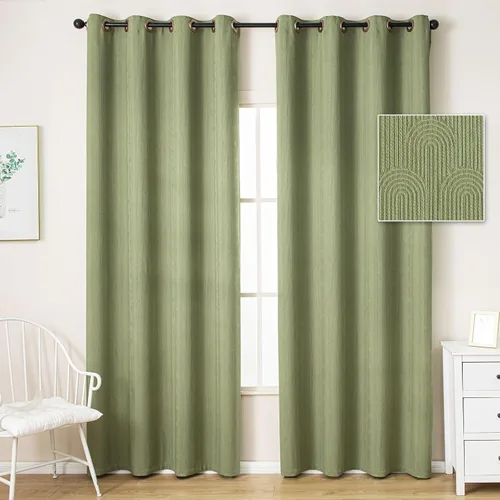 UNISTAR Cortinas de lujo para sala de estar, lino sintético, opacas y reductoras de ruido, cortinas gruesas para ventana, textura de arco, cortinas