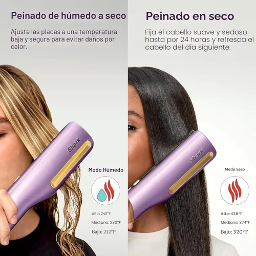 Miniatura 6 de Shark SilkiPro™ Straight Plancha de cabello húmedo a seco + secador rápido 3 peines intercambiables Secado ultrarrápido Sin daños por calor