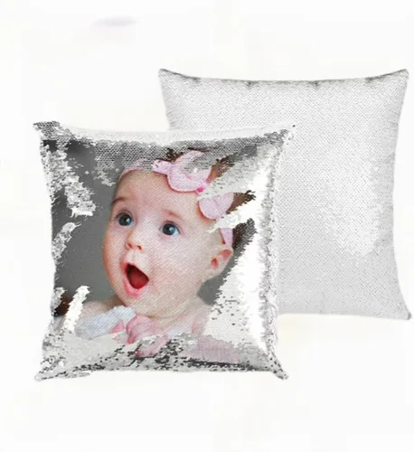 Miniatura 25 de JYFLZQ - Fundas de almohada de lentejuelas sublimadas en blanco 40.6 x 40.6 cm - Juego de 2 fundas reversibles con lentejuelas para almohadas