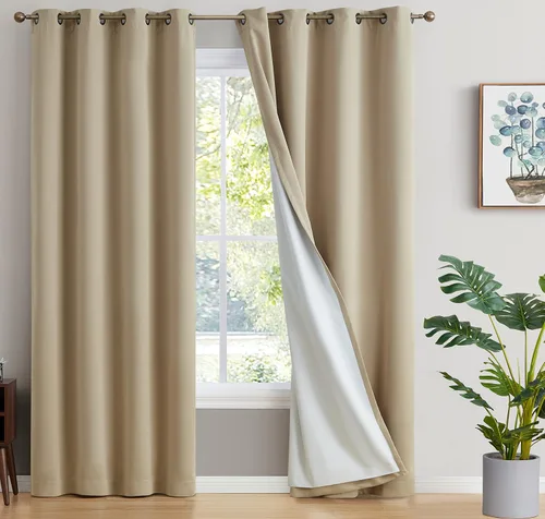 Miniatura 8 de HLC.ME - Cortinas con forro que no deja pasar la luz con doble capa gruesa, cortina con ojales con aislamiento térmico y ahorro de energía para Gris