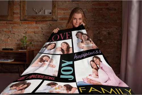 Miniatura 6 de Manta personalizada con foto, manta personalizada de franela personalizada, regalo de cumpleaños familiar, boda, sofá, dormitorio, sala de estar, 40