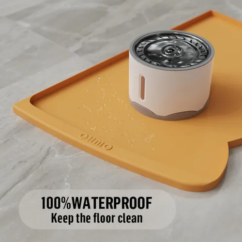 Miniatura 12 de OHMO - Tapete de silicona para alimentos para gatos, tapete de alimentación de mascotas para el piso, antideslizante e impermeable, bandeja de agua