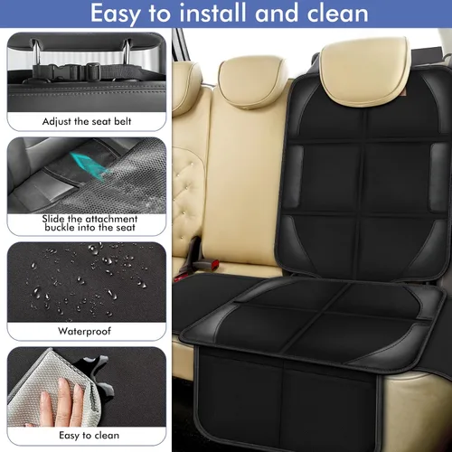 Miniatura 5 de Fundas protectoras de asiento de automóvil, para asiento de automóvil, tela 600D, impermeable, antideslizante, acolchado más grueso con bolsillos