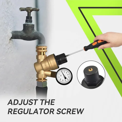 Miniatura 3 de RVMATE - Regulador de presión de agua para RV, kit de reductor de presión de agua de latón sin plomo, válvula ajustable con filtro de entrada