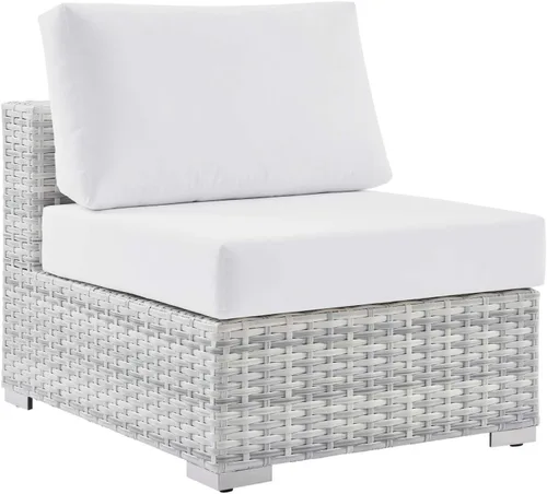 Miniatura 23 de Modway Convene - Otomana rectangular de mimbre para patio al aire libre, color gris claro