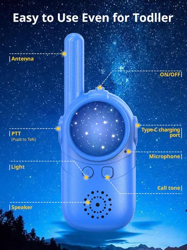 Miniatura 5 de Inspireyes Walkie Talkies para niños, paquete de 2 recargables de largo alcance, juguetes para niños y niñas de 3 a 12 años, juguete de radio de 2