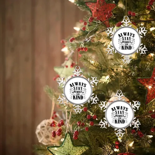 Miniatura 7 de Adornos decorativos de Navidad de copo de nieve de metal de 3 pulgadas, adorno de recuerdo de Navidad, regalo inspirador, adornos colgantes