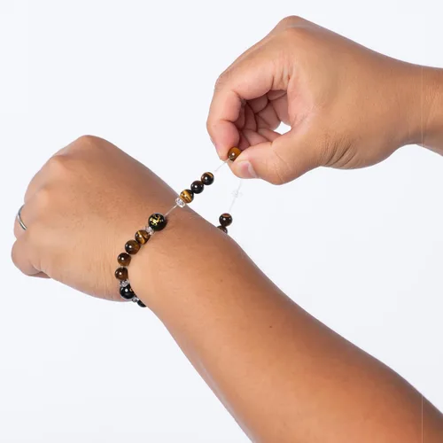 Miniatura 5 de Lucky Shop Pulsera negra de las deidades guardianas de Japón, pulseras feng shui para dinero suerte y victoria 6-8 pulgadas, Piedra, Ónix