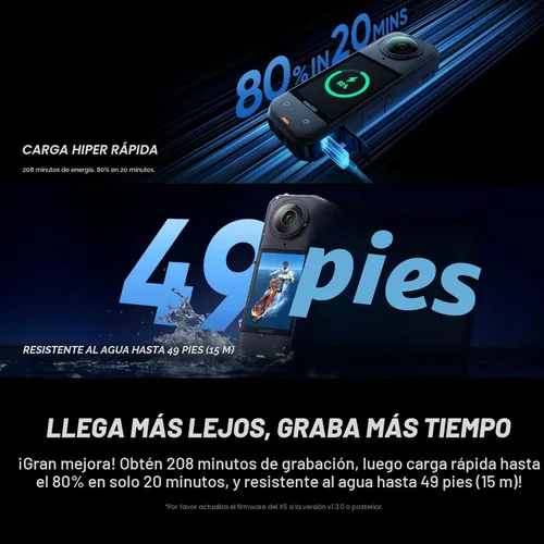 Miniatura 7 de Insta360 X5 Paquete Esencial - Cámara de acción 8K 360° impermeable, líder en poca luz, efecto de palo de selfie invisible, lente resistente