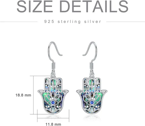 Miniatura 4 de Christmas Gifts Moonstone Filigree Evil Eye Earrings Sterling Silver Hamsa Evil Eye Jewelry for Women Girls