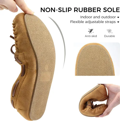 Miniatura 4 de Vonair Women's Moccasin Slippers Micro Suede Warm Faux Fur Pile Lined Lace-Up Cozy Bow Indoor & Outdoor Moccasins Slip On Loafers Shoes for Women