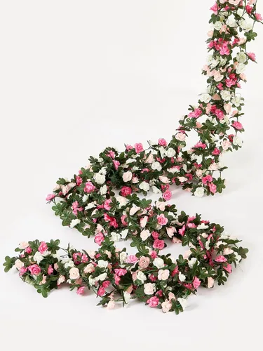 Miniatura 16 de PARTY JOY 8 piezas 65.6 pies Guirnalda de Flores, Vid de Rosa Falsa Flores Artificiales Guirnalda de Hiedra Rosa Colgante para Decoración de Pared