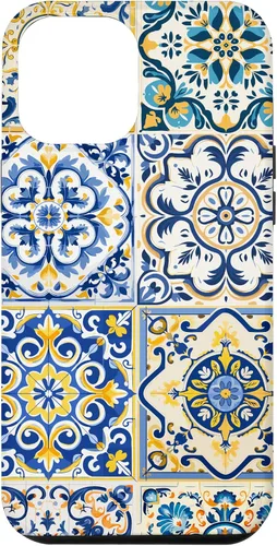 Miniatura 25 de iPhone 13 Patrón de azulejos mediterráneos sicilianos con estuche estético Maiólica