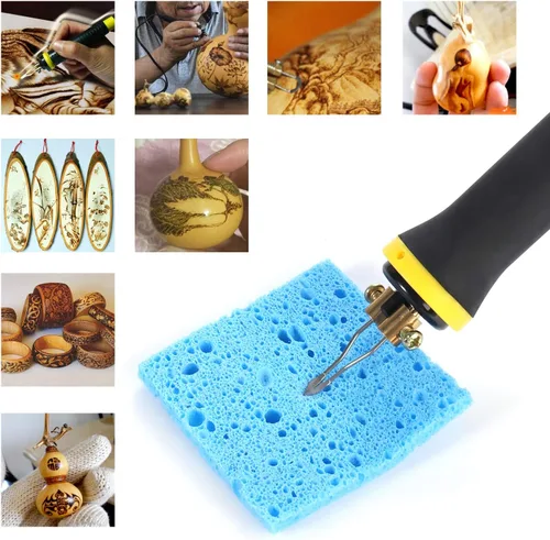 Miniatura 6 de Kit de quemado de madera 110 V 50 W Máquina de pirografía profesional para quemar madera Calabaza de madera, juego de herramientas con 2 bolígrafos