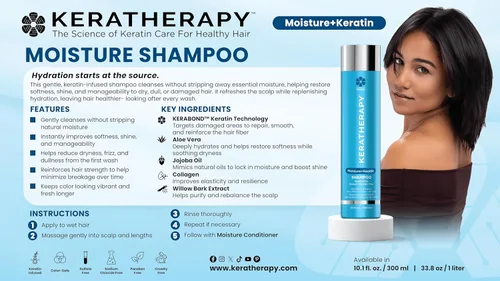 Miniatura 3 de KERATHERAPY Champú hidratante con infusión de queratina, 33.8 onzas líquidas, 33.8 fl oz, champú hidratante antiencrespamiento para cuero cabelludo