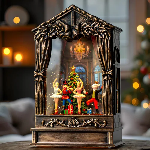 Miniatura 18 de Globo de nieve navideño iluminado con pesebre y escena del nacimiento, musical de la Sagrada Familia, agua y cuna con música silenciosa de la noche