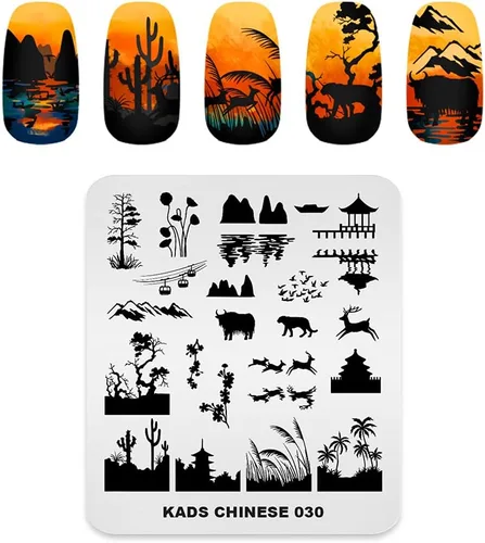 Miniatura 6 de Placa de estampación de uñas de acero inoxidable Plantilla de placas de uñas de esmalte de uñas estampado de estilo chino Antigüedad Imagen