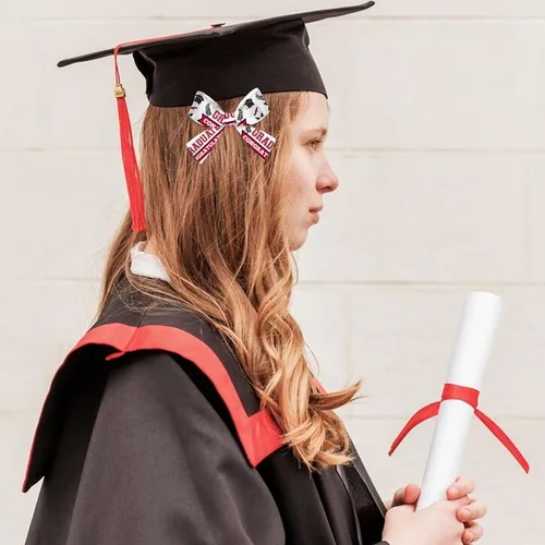 Miniatura 5 de Hying 4 cintas de graduación 2026, cintas de grogrén de 1 pulgada y 3/8 pulgadas de ancho, cintas metálicas de clase de 2026, cintas rojas