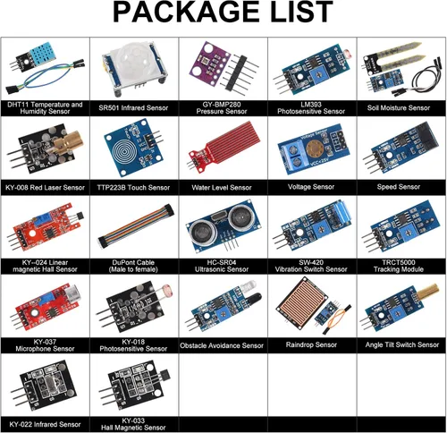 Miniatura 2 de Kit de módulos de sensor para Arduino Raspberry, 22 en 1 Proyecto Super Starter Kits para UNO R3 Nano V3.0 Mega 2560 Mega 328 Kit de inicio