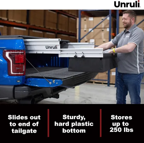 Miniatura 3 de Unruli LIBERATOR - Cubierta Tonneau con caja de carga deslizante extraíble – Chevy/GMC 1500 Durabed – Años 2019-2023 – Cama de camión de 8 pies