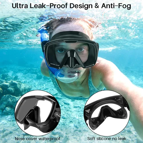 Miniatura 2 de Freela Adult Swim Goggles Mask for Adult with Nose Cover, Tempered Glass Anti Fog Waterproof 180° Clear Wide View Men Women