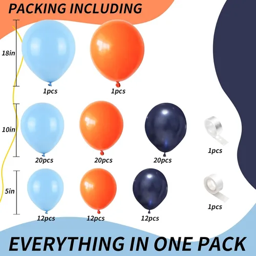 Miniatura 4 de Kit de Arco de Guirnalda de Globos Naranja Azul Kit de Arco de Globos Naranja Azul Marino Kit de Globos de Látex Perla Azul Oscuro Claro Globos