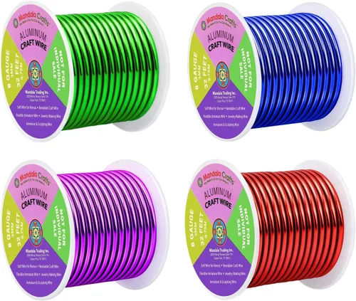 Miniatura 388 de Mandala Crafts - Alambre de aluminio anodizado de 8 calibre para hacer joyas - 9.75 m de alambre flexible negro colorido - Flexible para bonsái