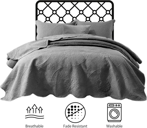 Miniatura 188 de MOONLIGHT20015 Edredón tamaño King (106 x 96 pulgadas) con 2 fundas de almohada (20 x 36 + 2 pulgadas) para todas las estaciones, juego de cama Azul