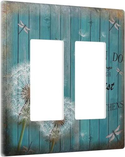 Miniatura 107 de Cubiertas Decorativas para Placas de Interruptor Diente de León Azul Rústico Citas Inspiradoras Casa de Campo Tablón de Madera Gris 1 Gang Cubierta