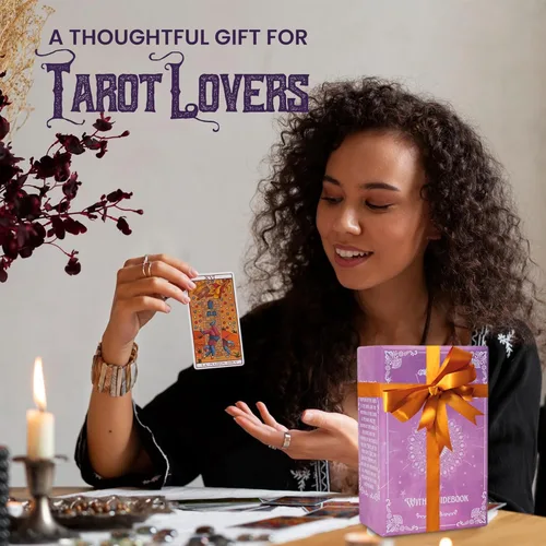 Miniatura 7 de Cartas de tarot con guía con significados en ellas Bolsa de tarot con colocaciones Diseños morados y rosados Perfecto para principiantes