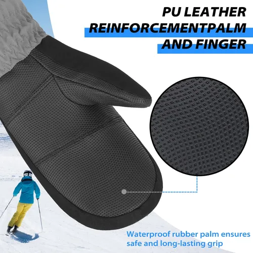 Miniatura 2 de Achiou Guantes de esquí para niños, guantes de nieve impermeables de invierno para niños, guantes de snowboard cálidos para pantalla táctil