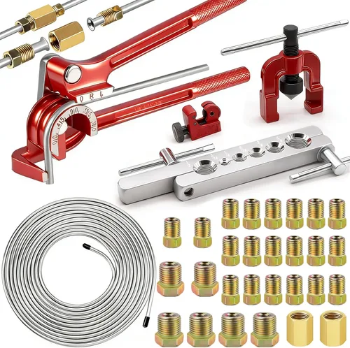Miniatura 10 de smseace 26Pack Kit de línea de freno de 3/16 pulgadas Incluye 25 pies de líneas de freno bañadas en cobre con accesorios