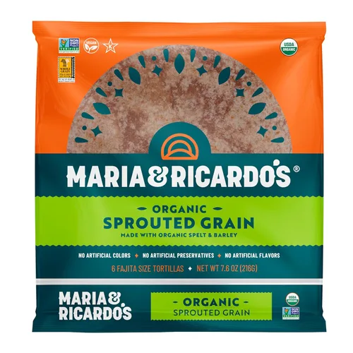 Tortillas germinadas orgánicas de Maria & Ricardo's (paquete de 3) con certificación USDA orgánica, sin OMG fotovoltaica, veganas, kosher. 6
