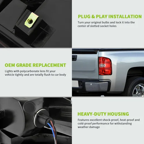 Miniatura 5 de AUTOSAVER88 Luz trasera con bombilla y arnés compatible con Chevy Silverado 1500/2500HD/3500HD 2007-2013, Silverado 2500 HD/3500 HD 2014, GMC Sierra