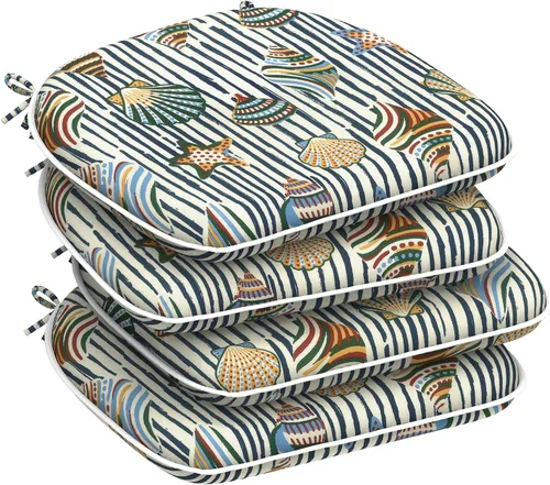 Miniatura 50 de DYTXIII Juego de 2 cojines para sillas de exterior con lazos, almohadillas repelentes al agua para sillas de patio de 17 x 16 pulgadas para muebles