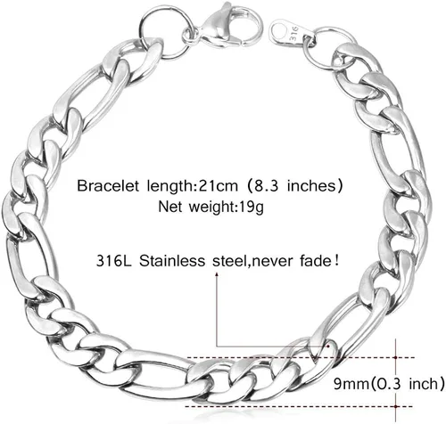 Miniatura 4 de U7 Figaro Bracelet, Stainless Steel Figaro Chain Bracelet, Rope Chain Bracelet Stainless Steel 18K Gold Plated Wrist Chain for Men Women