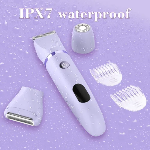 Miniatura 3 de Afeitadora Eléctrica 3 en 1 IPX7 Impermeable Recortador de Bikini Uso Húmedo y Seco Afeitado Sin Dolor Personal para Damas Cara Cuerpo Piernas