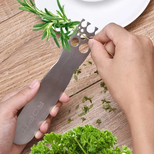 Miniatura 7 de Herramienta de desmontaje de hierbas de acero inoxidable para la cocina de col rizada, acelga, verde, tomillo, albahaca, romero