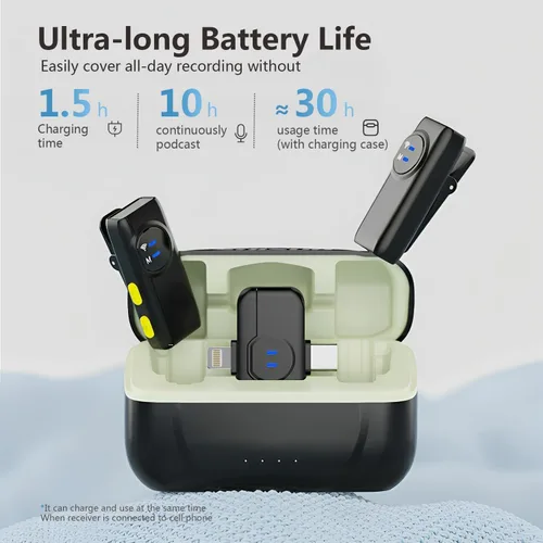 Miniatura 3 de MAYBESTA Micrófono Lavalier inalámbrico para iPhone y teléfono Android, micrófono de solapa Bluetooth para grabación de video con estuche de carga