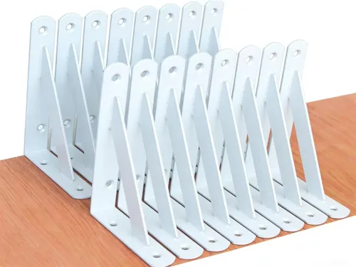 Miniatura 50 de Paquete de 16 soportes de estante resistentes negros de 20 pulgadas de largo x 12 pulgadas de alto con tornillos, soportes de estante de metal